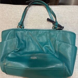 Coach Teal Leather Tote Bag